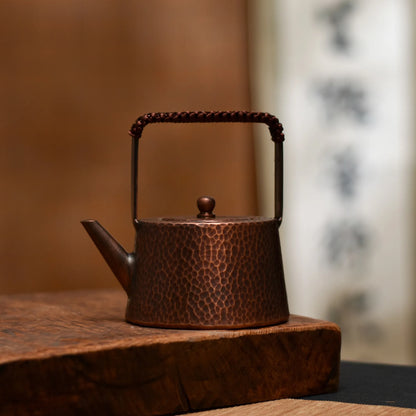Pure Handmade Small Copper Pot Japanese Teapot Lift Beam Teapot Metal Boiling Water Pot Vintage Kung Fu Tea Table Brass Kettle