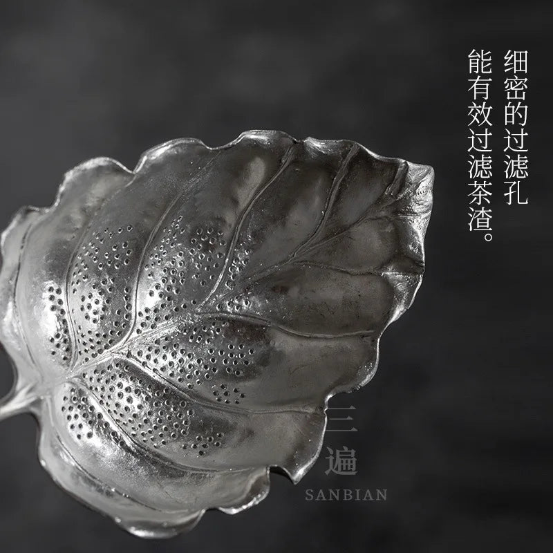 Pure Tin Tea Funnel Tea Filter Handmade Creative Leaves Tea Set Filter Net Tea Strainer Tea Filter Kung Fu Tea Ceremony Utensi