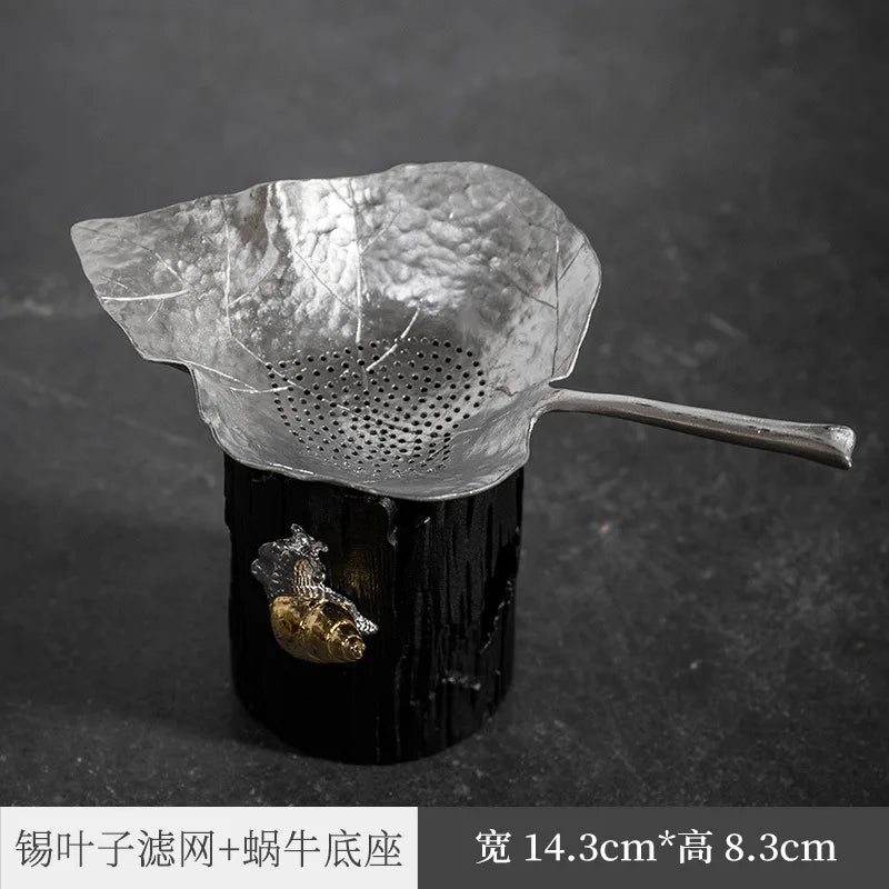 Pure Tin Tea Funnel Tea Filter Handmade Creative Leaves Tea Set Filter Net Tea Strainer Tea Filter Kung Fu Tea Ceremony Utensi