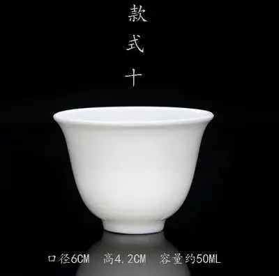 Pure White Porcelain Tea Set, Small Tea Cup, Bamboo Hat Cup, Large Ceramic Cup, Tea Accessories, 3Pcs per Pack