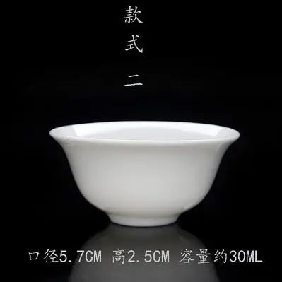 Pure White Porcelain Tea Set, Small Tea Cup, Bamboo Hat Cup, Large Ceramic Cup, Tea Accessories, 3Pcs per Pack