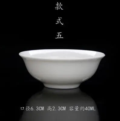 Pure White Porcelain Tea Set, Small Tea Cup, Bamboo Hat Cup, Large Ceramic Cup, Tea Accessories, 3Pcs per Pack
