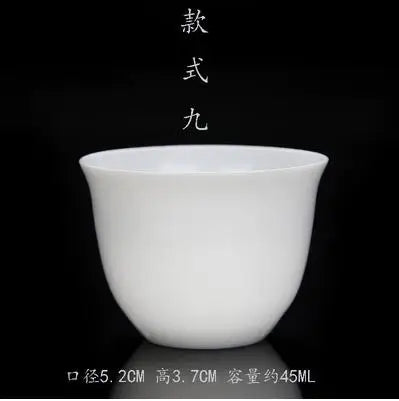 Pure White Porcelain Tea Set, Small Tea Cup, Bamboo Hat Cup, Large Ceramic Cup, Tea Accessories, 3Pcs per Pack