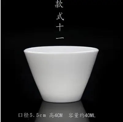 Pure White Porcelain Tea Set, Small Tea Cup, Bamboo Hat Cup, Large Ceramic Cup, Tea Accessories, 3Pcs per Pack