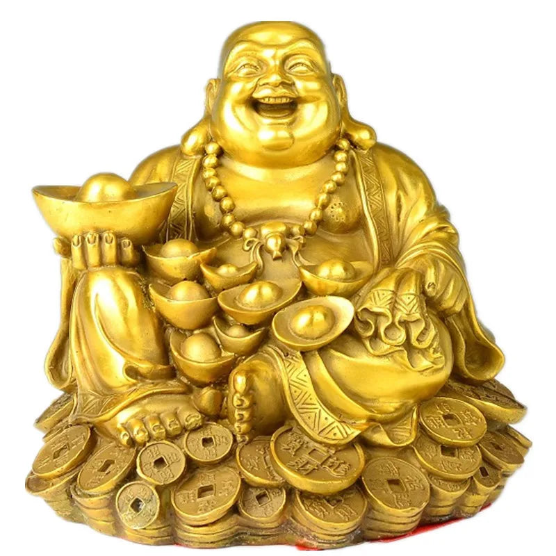Pure brass Maitreya Buddha ornaments bonhomie laughing Buddha living room TV cabinet home crafts