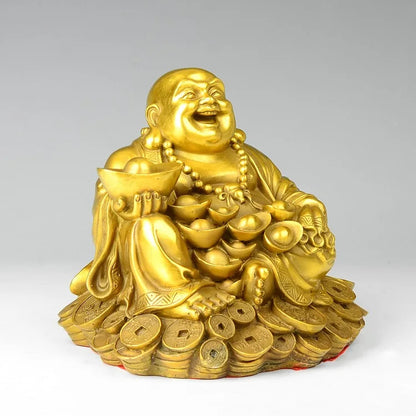 Pure brass Maitreya Buddha ornaments bonhomie laughing Buddha living room TV cabinet home crafts