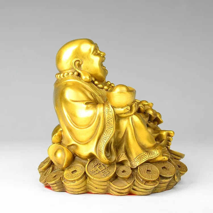 Pure brass Maitreya Buddha ornaments bonhomie laughing Buddha living room TV cabinet home crafts