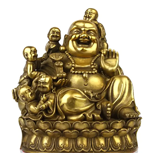 Pure copper Buddha statue Wuzi Dengke Maitreya Buddha Feng Shui Qiuzi Wang Ding Da belly laughing at Buddha tribute