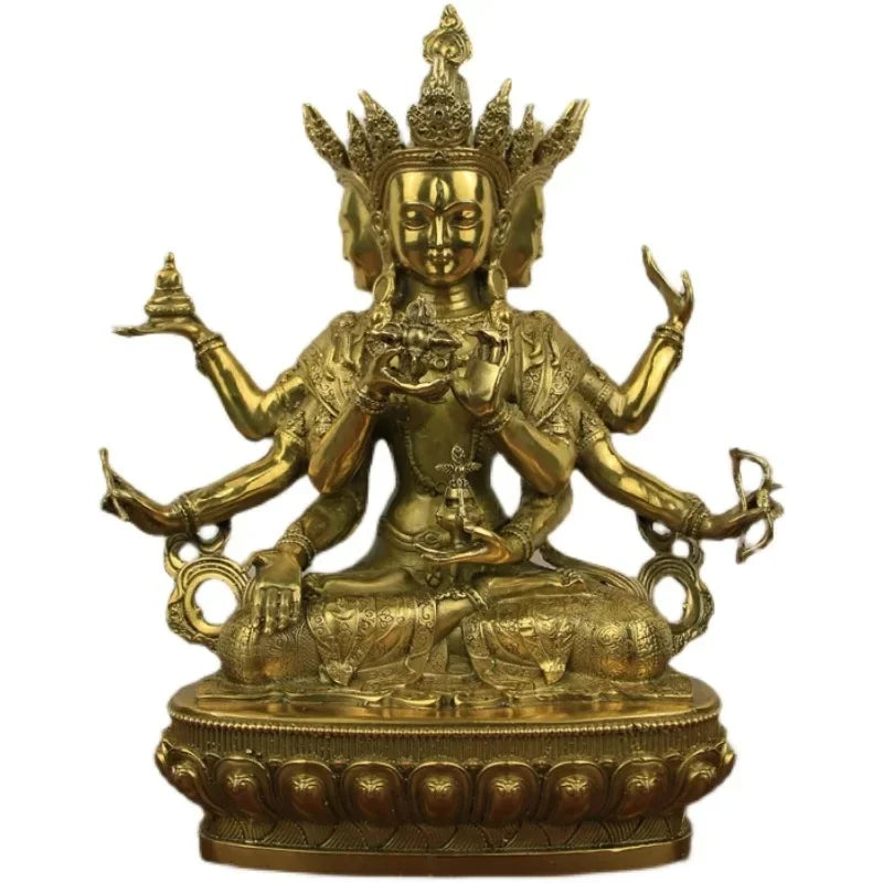 Pure copper Dzogchen Buddha mother Buddha statue ornaments long life three bronze statues Tibetan Tantric Buddhism Nepal