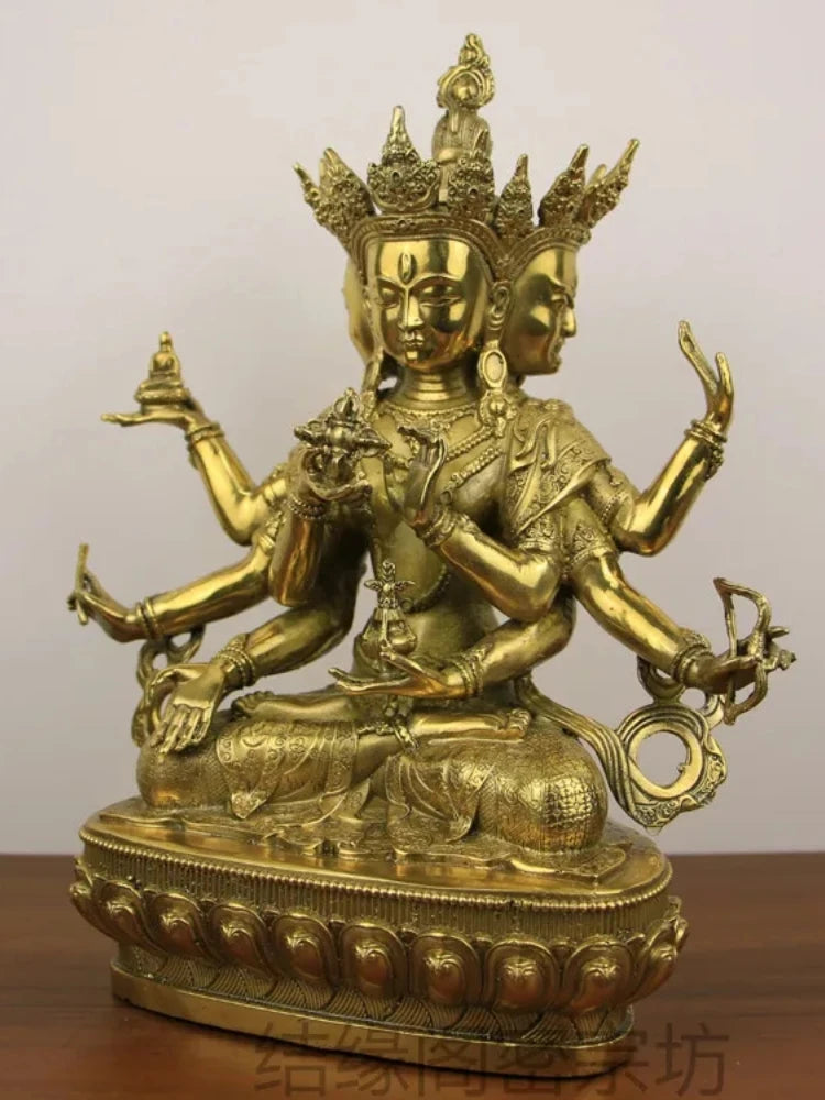 Pure copper Dzogchen Buddha mother Buddha statue ornaments long life three bronze statues Tibetan Tantric Buddhism Nepal