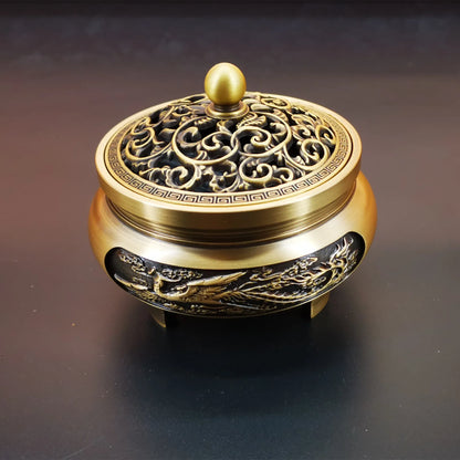 Pure copper Retro Three Legged Carving lncense Household Nostalgic Indoor Purification Sandalwood Aromatherapy Burner