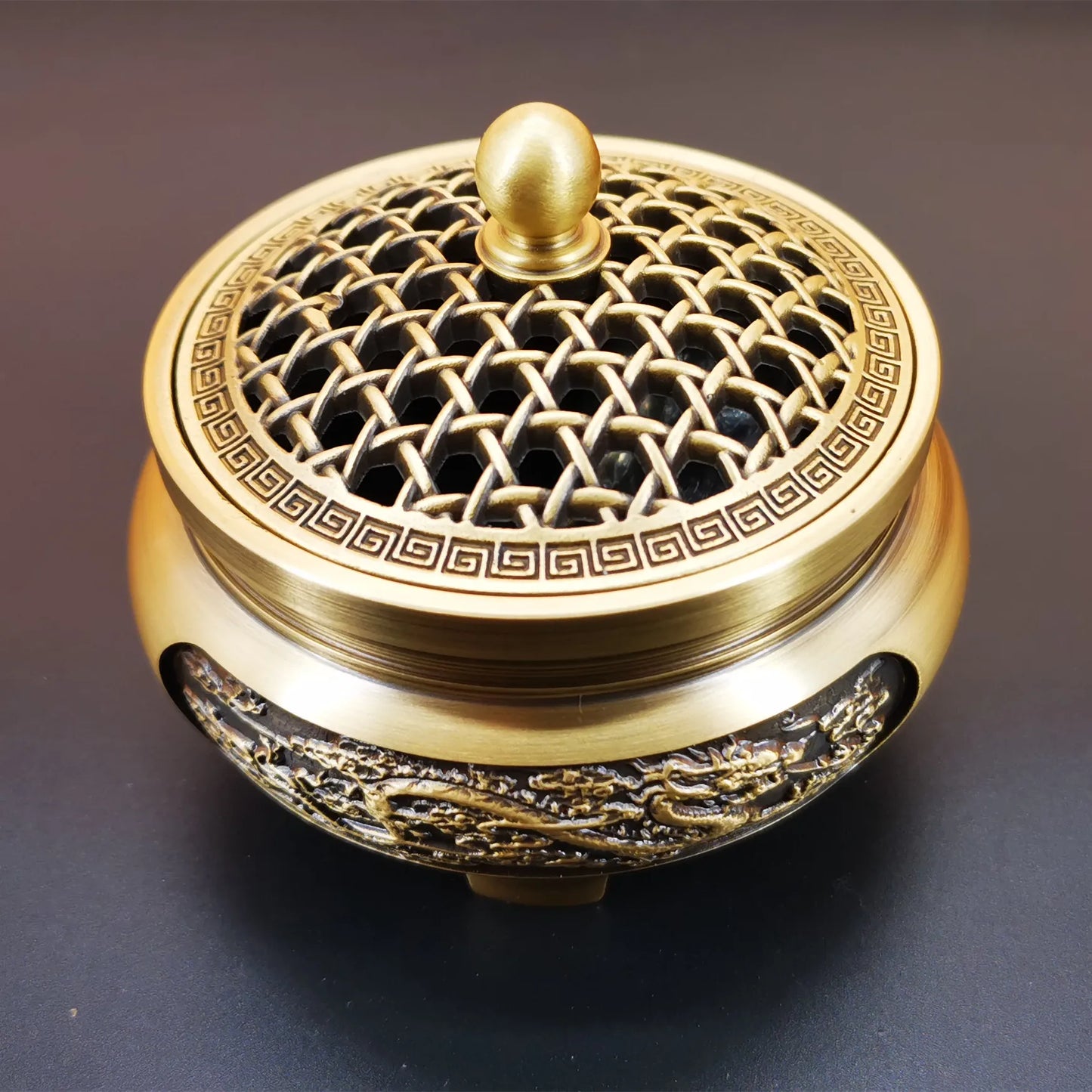 Pure copper Retro Three Legged Carving lncense Household Nostalgic Indoor Purification Sandalwood Aromatherapy Burner