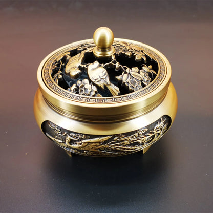 Pure copper Retro Three Legged Carving lncense Household Nostalgic Indoor Purification Sandalwood Aromatherapy Burner
