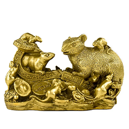 Pure copper Ruyi nine mouse ornaments Money, mouse, twelve zodiac signs, mouse, money, home, living room accessories