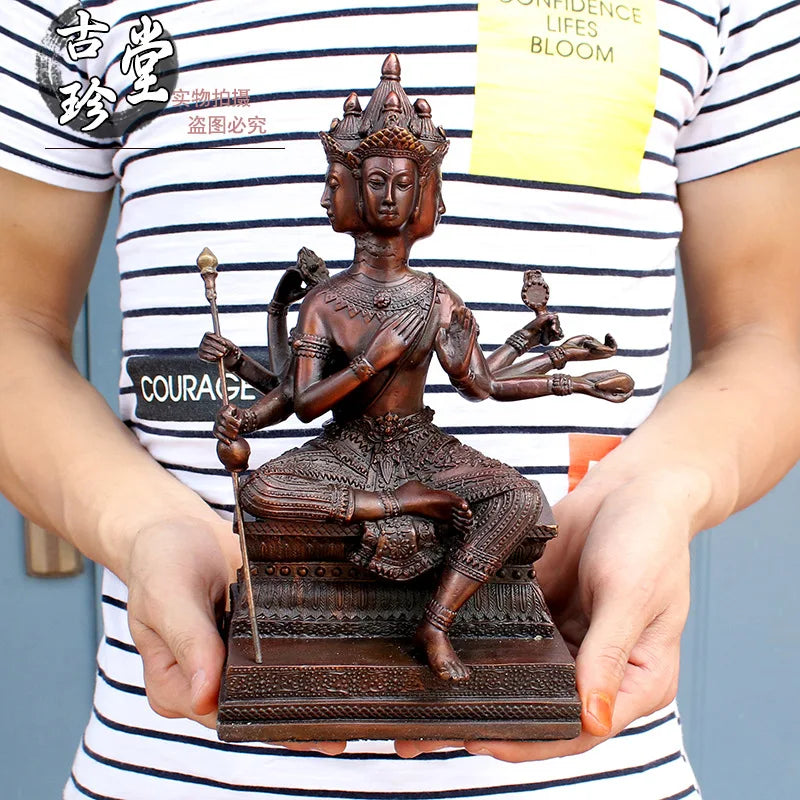Pure copper Thailand four-faced Buddha ornaments, bronze statue of Buddha King, town house, ward off evil spirits, Buddhist hal