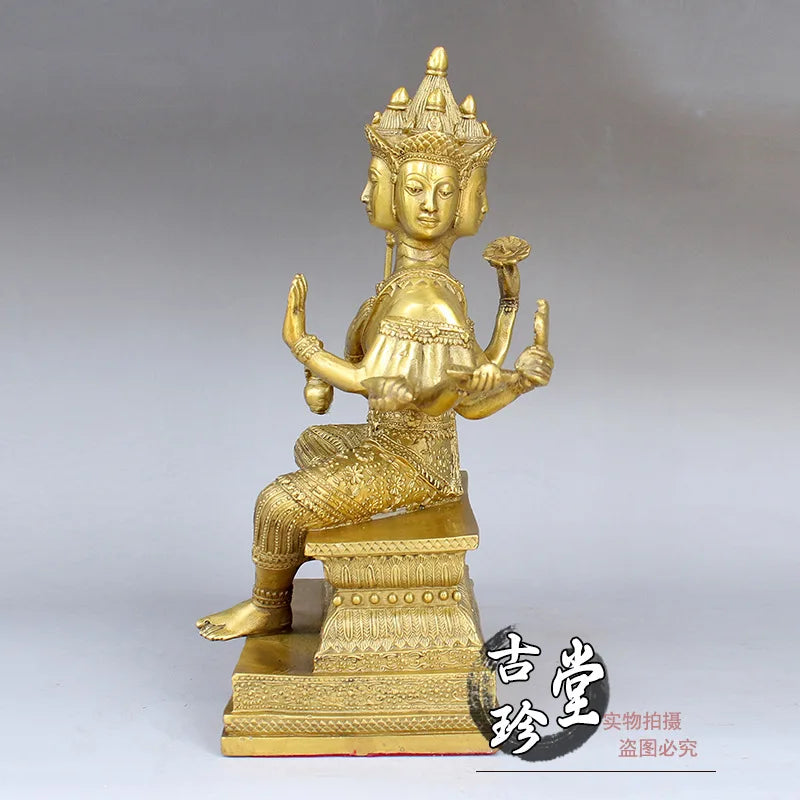 Pure copper Thailand four-faced Buddha ornaments, bronze statue of Buddha King, town house, ward off evil spirits, Buddhist hal