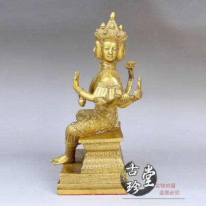Pure copper Thailand four-faced Buddha ornaments, bronze statue of Buddha King, town house, ward off evil spirits, Buddhist hal