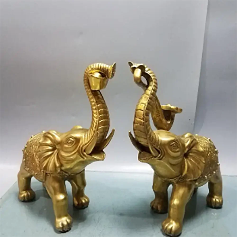 Pure copper Yuanbao Ruyi elephant ornament auspicious object marriage geomantic omen living room shop