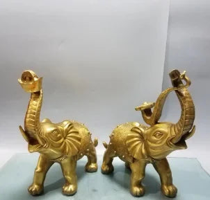 Pure copper Yuanbao Ruyi elephant ornament auspicious object marriage geomantic omen living room shop