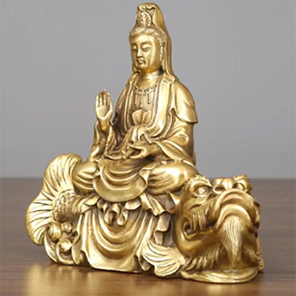 Pure copper and brass Guanyin Buddha statues, ornaments, home crafts