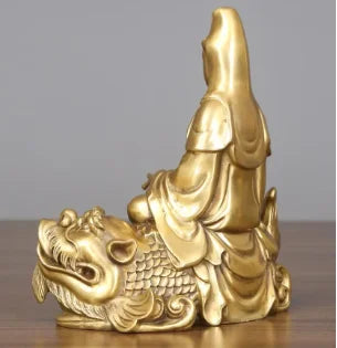 Pure copper and brass Guanyin Buddha statues, ornaments, home crafts