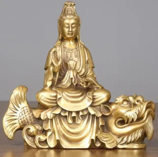 Pure copper and brass Guanyin Buddha statues, ornaments, home crafts