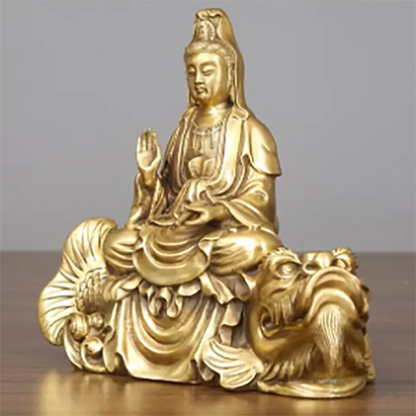 Pure copper and brass Guanyin Buddha statues, ornaments, home crafts