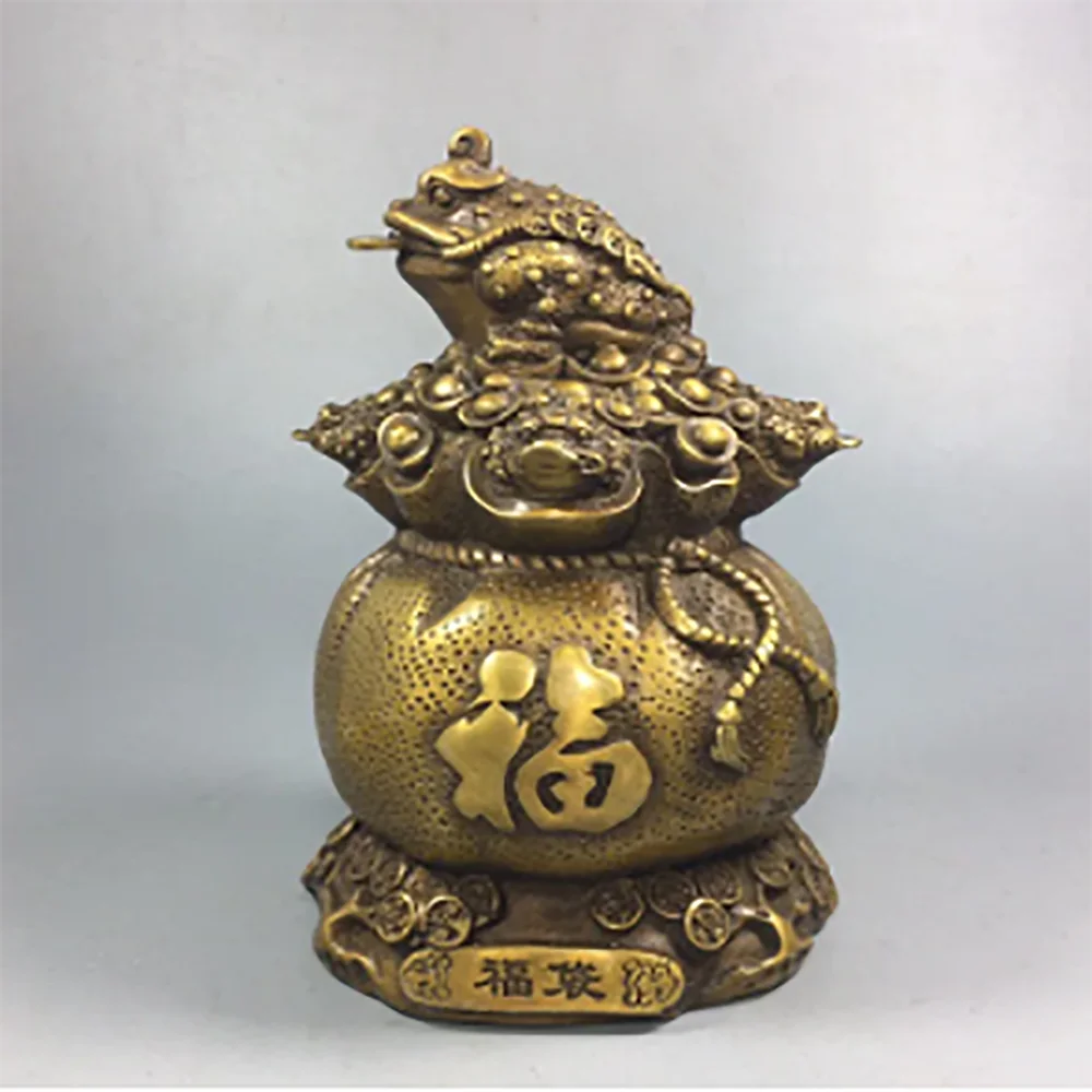 Pure copper blessing bag, Golden Toad handicraft decoration
