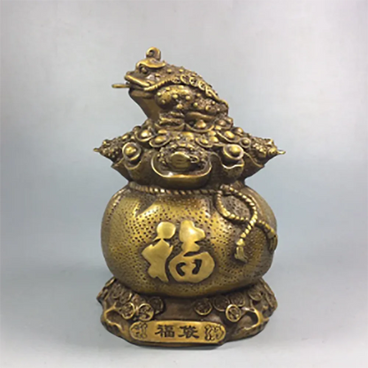 Pure copper blessing bag, Golden Toad handicraft decoration