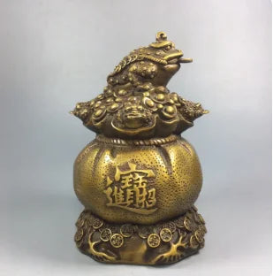 Pure copper blessing bag, Golden Toad handicraft decoration