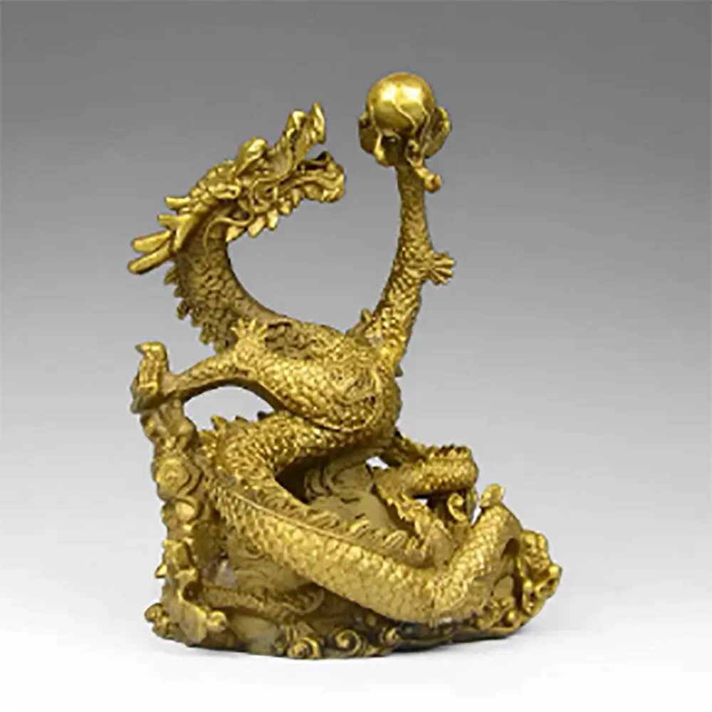 Pure copper dragon handicraft decoration Feng Shui Zhaocai home decoration five claw Golden Dragon