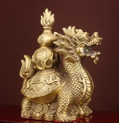 Pure copper dragon turtle ornaments Pure copper money dragon head turtle home decoration handicrafts in office living room