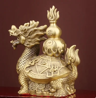 Pure copper dragon turtle ornaments Pure copper money dragon head turtle home decoration handicrafts in office living room