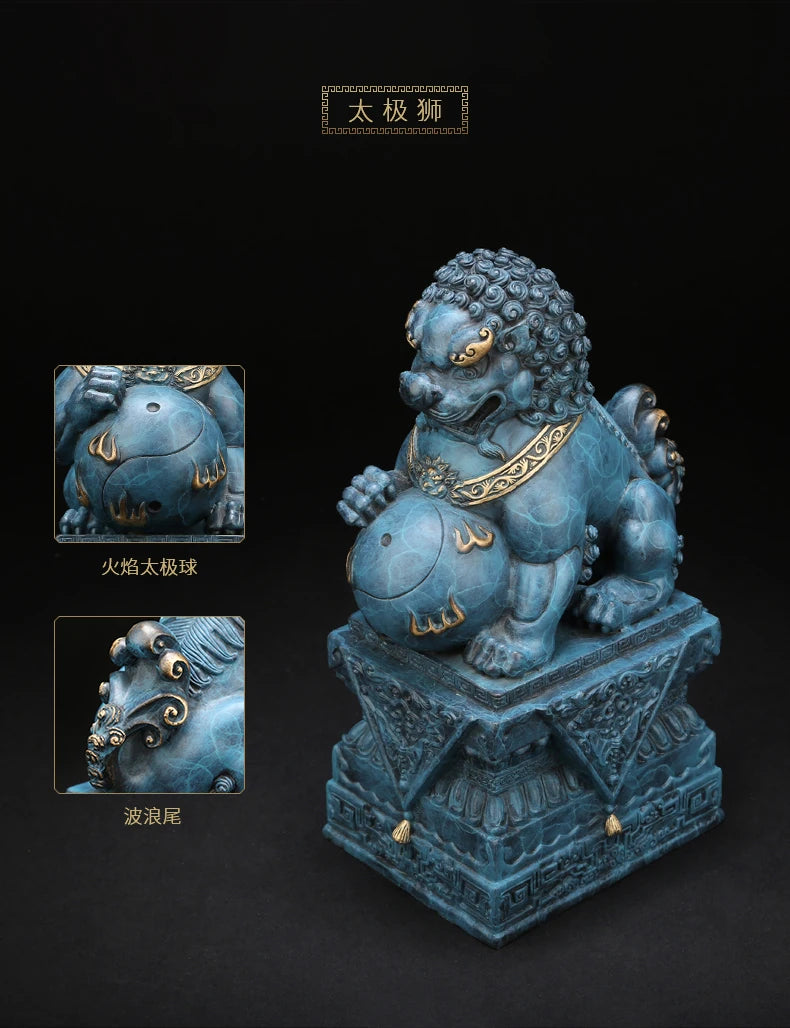 Pure copper feng shui lion furnishes a large wealth Beijing lion statue home decoration accessories good luck home decor