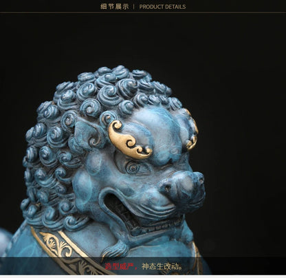Pure copper feng shui lion furnishes a large wealth Beijing lion statue home decoration accessories good luck home decor