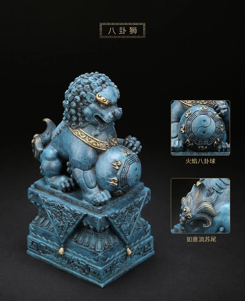 Pure copper feng shui lion furnishes a large wealth Beijing lion statue home decoration accessories good luck home decor