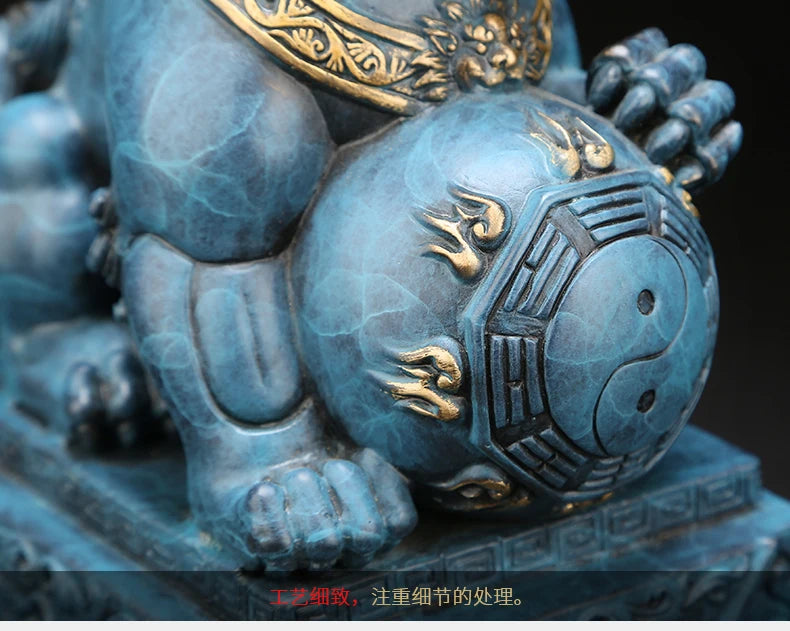 Pure copper feng shui lion furnishes a large wealth Beijing lion statue home decoration accessories good luck home decor