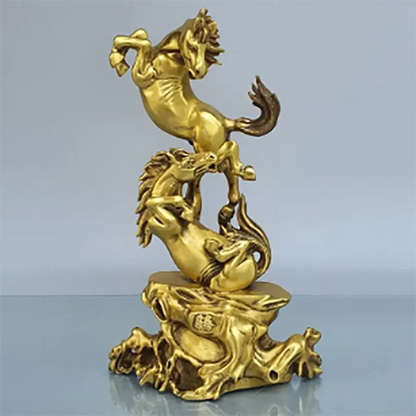 Pure copper flying horse double horse galloping Zodiac horse to success ornament