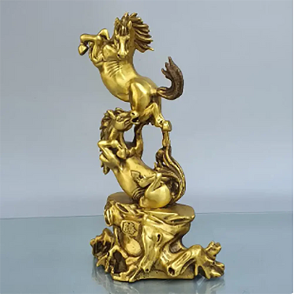 Pure copper flying horse double horse galloping Zodiac horse to success ornament