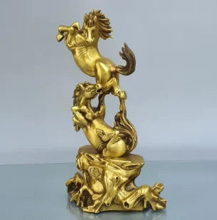 Pure copper flying horse double horse galloping Zodiac horse to success ornament