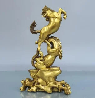 Pure copper flying horse double horse galloping Zodiac horse to success ornament