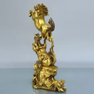 Pure copper flying horse double horse galloping Zodiac horse to success ornament