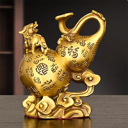 Pure copper gourd decoration, money, pixiu home, living room, office decoration, pixiu blessing, Ruyi gourd