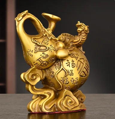 Pure copper gourd decoration, money, pixiu home, living room, office decoration, pixiu blessing, Ruyi gourd