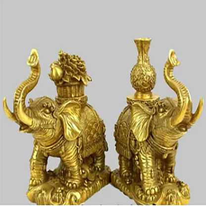 Pure copper, horse, dragon, Phoenix and horse ornaments - a pair of mascots and geomantic