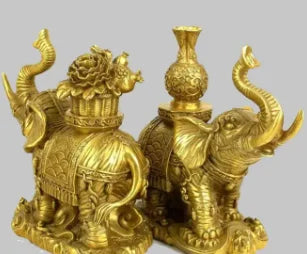 Pure copper, horse, dragon, Phoenix and horse ornaments - a pair of mascots and geomantic
