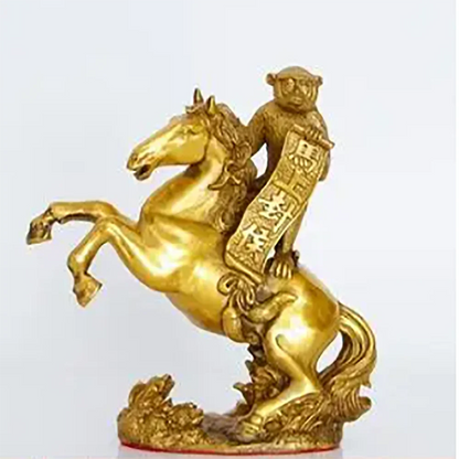 Pure copper immediately Fenghou ornaments copper horse lucky zodiac monkeys immediately rich office crafts decorations