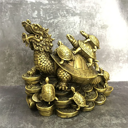 Pure copper mother and son dragon turtle ornaments home living room handicraft ornaments