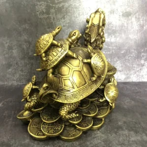 Pure copper mother and son dragon turtle ornaments home living room handicraft ornaments