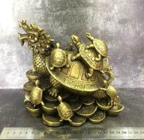 Pure copper mother and son dragon turtle ornaments home living room handicraft ornaments
